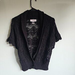 Sag Harbor Whimsigoth Lace Short Sleeve Cardigan Size Petite S